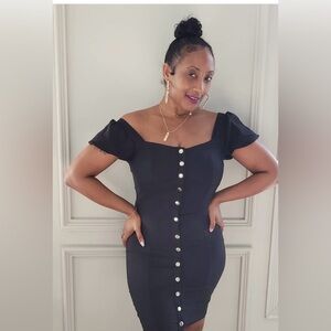 Chic Black Button-Front Mini Dress